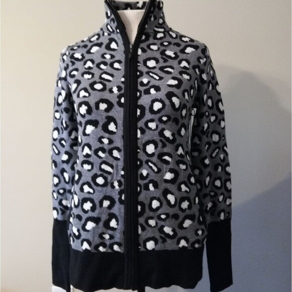 NWT Rachel Zoe Animal Print Leopard Zip down Cardigan Sweater - Picture 11 of 13